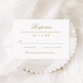 Klassieke Elegant Antiek Gold Wedding RSVP Kaartje