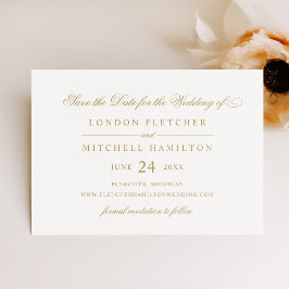 Klassieke Elegant Antiek Gold Wedding Save The Date