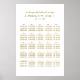 Klassieke Elegant Antiek Gold Wedding Seating Post Poster