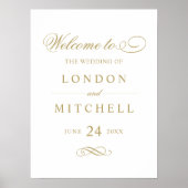 Klassieke Elegant Antiek Gold Wedding Welkom Poster (Voorkant)