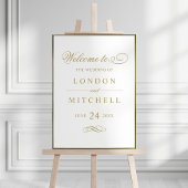 Klassieke Elegant Antiek Gold Wedding Welkom Poster