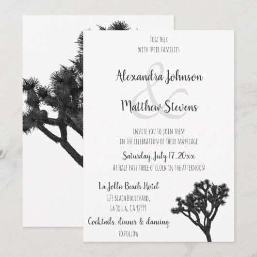Klassieke Elegant B&W Joshua tree Silhouette Weddi Kaart (Voorkant / Achterkant)