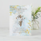 Klassieke Elegant BAPTISM nodigt Aqua Blue Gold ui (Staand voorkant)