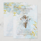 Klassieke Elegant BAPTISM nodigt Aqua Blue Gold ui Kaart (Voorkant / Achterkant)