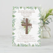 Klassieke Elegant BAPTISM nodigt Greenery Leaves u (Staand voorkant)