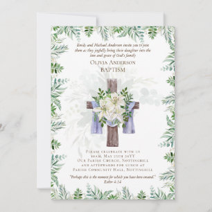 Klassieke Elegant BAPTISM nodigt Greenery Lilys ui