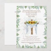 Klassieke Elegant BAPTISM nodigt Greenery Zonneblo (Voorkant / Achterkant)