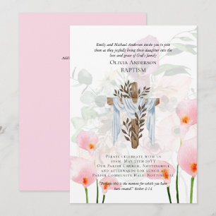 Klassieke Elegant BAPTISM nodigt roze Calla Lilys 