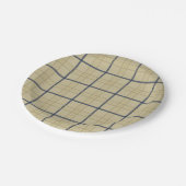 Klassieke Elegant Beige Blue Plaid Papieren Bordje (Gekanteld)