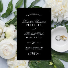 Klassieke Elegant Black and White Wedding Programs