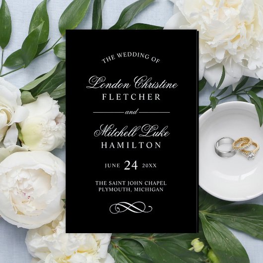 Klassieke Elegant Black and White Wedding Programs