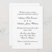 Klassieke Elegant Black Calligraphy Wedding Kaart (Voorkant / Achterkant)
