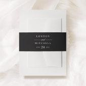 Klassieke Elegant Black Custom Weddenemonogram Uitnodigingen Wikkel