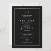 Klassieke Elegant Black en Gold Wedding Kaart (Voorkant)