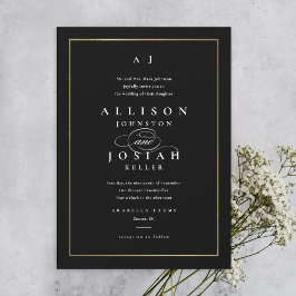 Klassieke Elegant Black en Gold Wedding Kaart