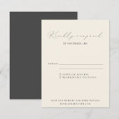 Klassieke Elegant Black en White Script Wedding RSVP Kaartje (Voorkant / Achterkant)