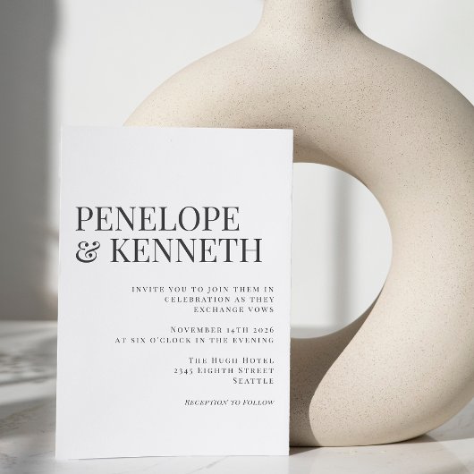 Klassieke Elegant Black en White Typography Weddin Kaart