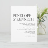 Klassieke Elegant Black en White Typography Weddin Kaart (Staand voorkant)