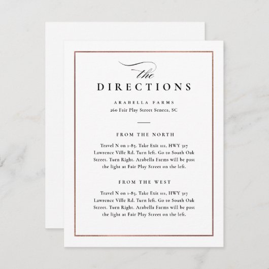 Klassieke Elegant Black en White Wedding Direction Informatiekaartje (Voorkant / Achterkant)