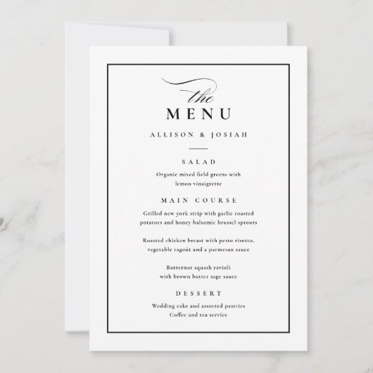 Klassieke Elegant Black en White Wedding Kaart (Voorkant)