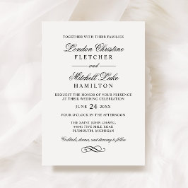 Klassieke Elegant Black en White Wedding Kaart