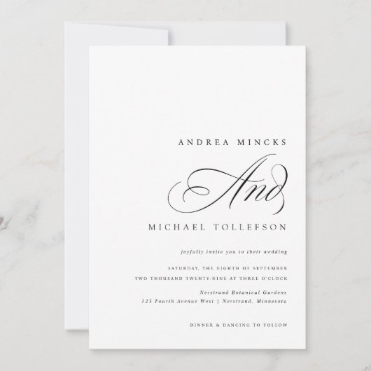 Klassieke Elegant Black en White Wedding Kaart (Voorkant)