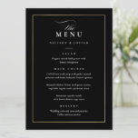 Klassieke Elegant Black en White Wedding Menu<br><div class="desc">Dit klassieke Elegant Wedding Menu is eenvoudig en veelzijdig. Het kenmerkt een chic wit en zwart ontwerp met een monogram,  manuscriptdetails,  eenvoudig goud lijst en formele editable teksten. Klik uitgeven knoop om dit ontwerp aan te passen.</div>