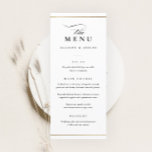 Klassieke Elegant Black en White Wedding Menu<br><div class="desc">Dit klassieke Elegant Wedding Menu is eenvoudig en veelzijdig. Het kenmerkt een chic wit en zwart ontwerp met een monogram,  manuscriptdetails,  eenvoudig goud lijst en formele editable teksten. Klik uitgeven knoop om dit ontwerp aan te passen.</div>