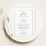 Klassieke Elegant Black en White Wedding Menu<br><div class="desc">Dit klassieke Elegant Wedding Menu is eenvoudig en veelzijdig. Het kenmerkt een chic wit en zwart ontwerp met een monogram,  manuscriptdetails,  eenvoudig goud lijst en formele editable teksten. Klik uitgeven knoop om dit ontwerp aan te passen.</div>