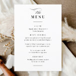 Klassieke Elegant Black en White Wedding Menu<br><div class="desc">Klassiek Elegant Zwart-Wit Bruiloft Diner Menu. Het beschikt over een chique zwart-wit ontwerp met een monogram,  scriptdetails,  eenvoudig lijst en formele bewerkbare tekst. Klik op de knop Bewerken om dit ontwerp aan te passen.</div>
