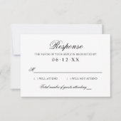 Klassieke Elegant Black en White Wedding RSVP Kaartje (Voorkant)