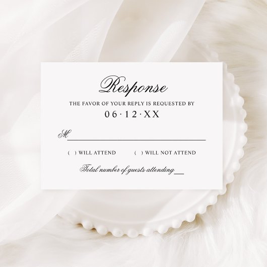 Klassieke Elegant Black en White Wedding RSVP Kaartje