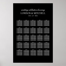 Klassieke Elegant Black en White Wedding Seating Poster