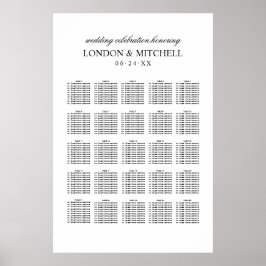 Klassieke Elegant Black en White Wedding Seating Poster