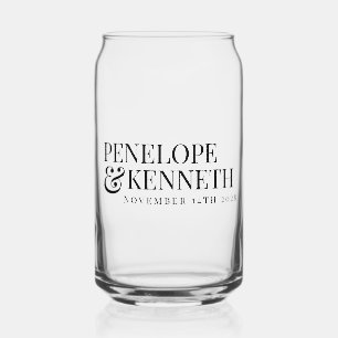 Klassieke Elegant Black Simple Custom Weddennames Blikvorm Glas