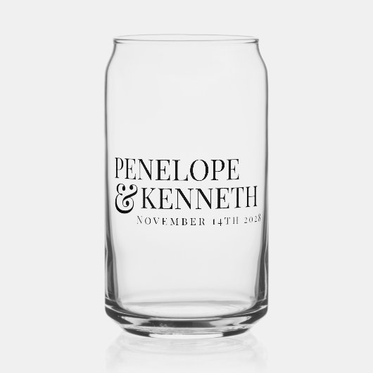 Klassieke Elegant Black Simple Custom Weddennames Blikvorm Glas (Voorkant)