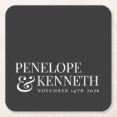 Klassieke Elegant Black Simple Custom Weddennames Kartonnen Onderzetters (Voorkant)