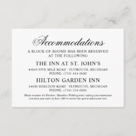 Klassieke Elegant Black Wedding Accommodations Informatiekaartje