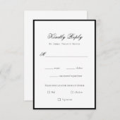 Klassieke Elegant Black & white bruiloft RSVP-Kaar RSVP Kaartje (Voorkant / Achterkant)
