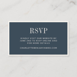 Klassieke Elegant Blue Border Wedding RSVP Online Informatiekaartje