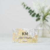 Klassieke Elegant Bokeh Gold Foil Floral Visitekaartje (Staand voorkant)