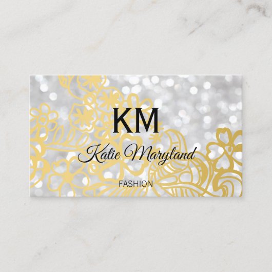 Klassieke Elegant Bokeh Gold Foil Floral Visitekaartje (Voorkant)