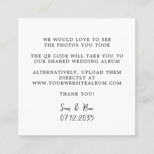 Klassieke Elegant Capture The Love QR Code Informatiekaartje (Achterkant)