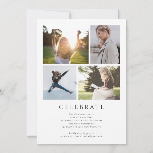 Klassieke Elegant de Uitnodiging van het Afstudere (Achterkant)