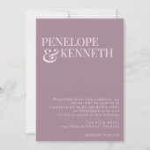 Klassieke Elegant Dusty Paarse Typography Wedding Kaart (Voorkant)