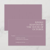 Klassieke Elegant Dusty Paarse Typography Wedding RSVP Kaartje (Voorkant / Achterkant)