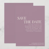 Klassieke Elegant Dusty Paarse Typography Wedding Save The Date (Voorkant / Achterkant)