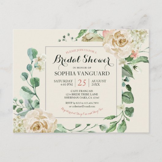 Klassieke Elegant Floral Bridal Shower Briefkaart (Voorkant)