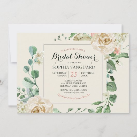 Klassieke Elegant Floral Bridal Shower Kaart (Voorkant)