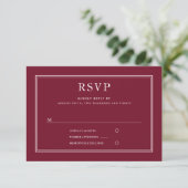 Klassieke Elegant Formal Burgundy Red Wedding RSVP (Staand voorkant)